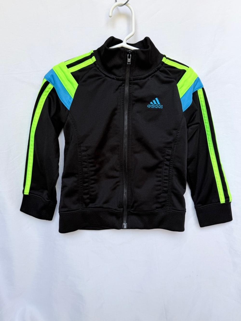 adidas Black Jacket with Neon Green & Blue Accents